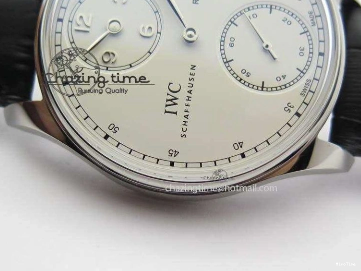 MIROTIME 0127 Effortless Portuguese IW544404 SS White Dial On Black Leather Strap A 7257